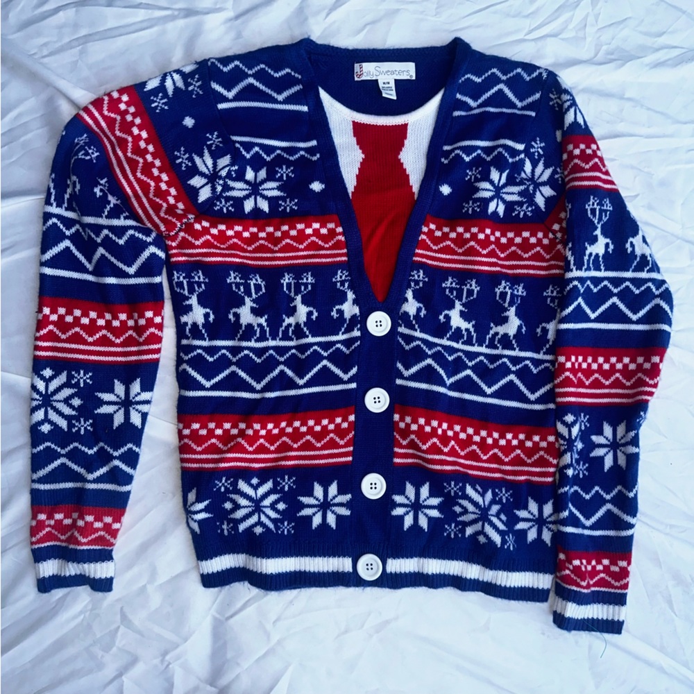 Jolly Sweaters LS Pullover Christmas Suit Sweater Women's Size M Buttons